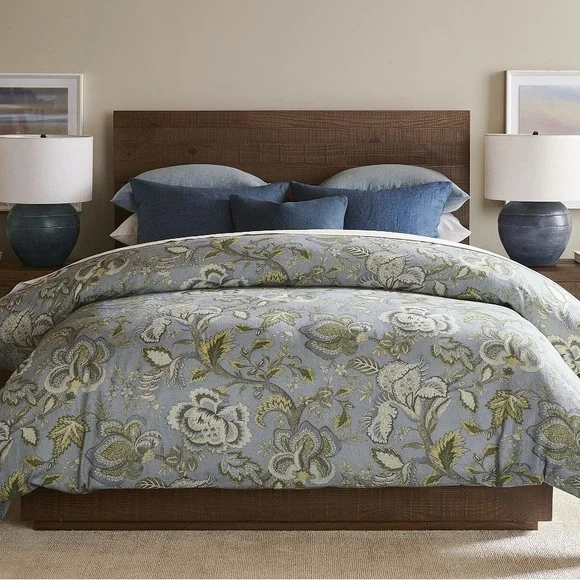 NWT Pottery Barn Azalea Palempore King/Cal King Duvet Cover in Floral Blue Green - Picture 11 of 11
